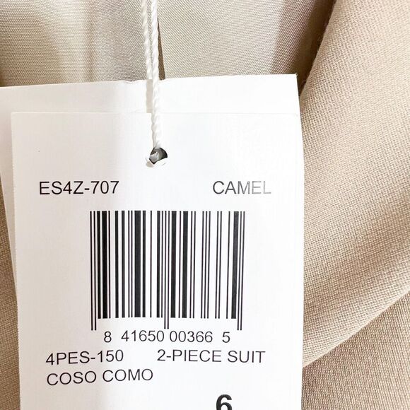 Perry Ellis Jacket Blazer Womens 6 Camel Tan Career Long New Single Breasted - Picture 6 of 8